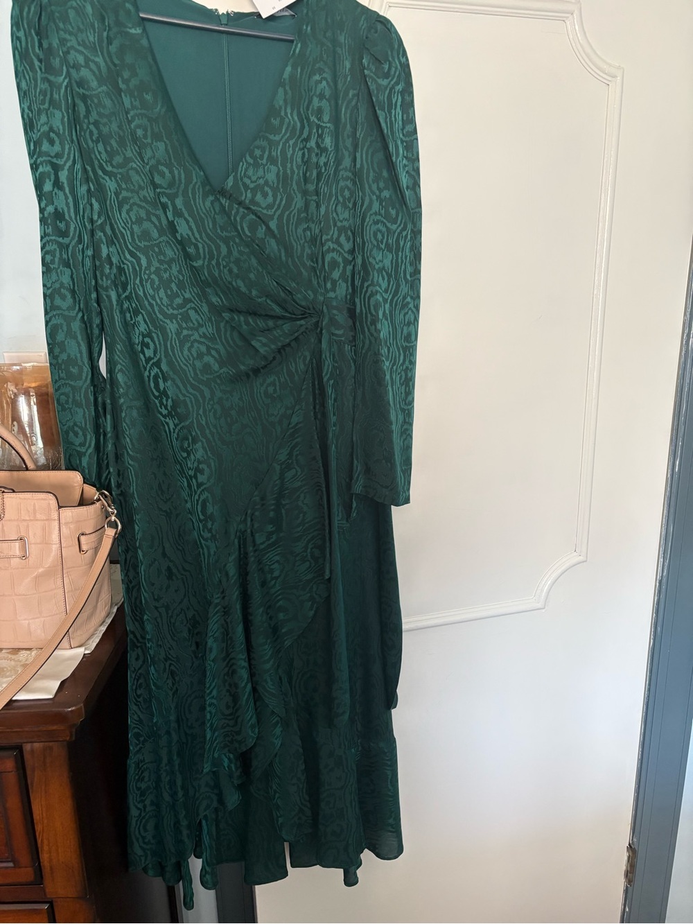 INTERMIX Emerald Green Wrap Midi Dress